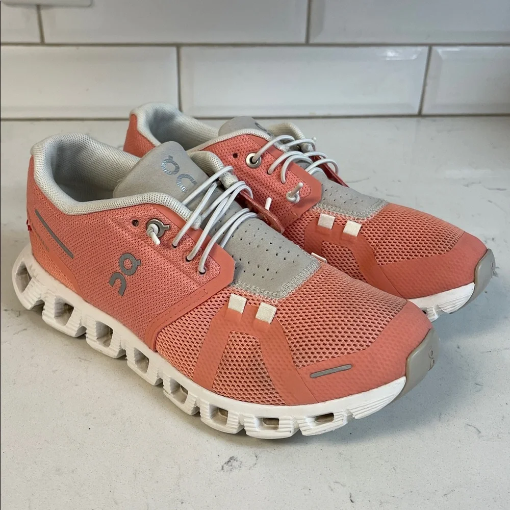 On Running On Cloud 5 Sneakers Women's Flamingo/Pearl Size 6.5 - Picture 9 of 17